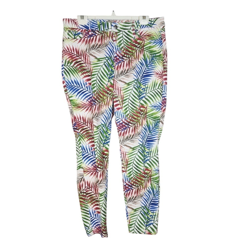 NEEDLE & CLOTH Size 16 Palm Tree Skinny Ankle Pants Jeans Multicolored Tropical